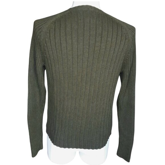 Abercrombie & Fitch SZ M Olive Green Cotton Men's Muscle V-Neck Pullover Sweater - Picture 2 of 11